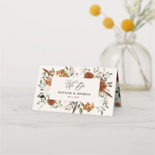 Stag rustic botanical wedding terracotta floral pl place card