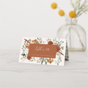 Stag rustic botanical wedding terracotta floral place card