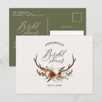 Stag sage green rust floral elegant bridal shower