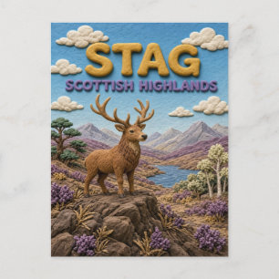 Stag Scottish Highlands Modern KlayKoo Postcard