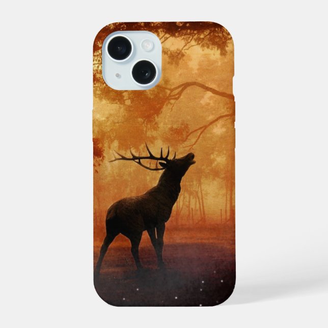 Stag Silhouette at Sunset iPhone 15 Case (Back)
