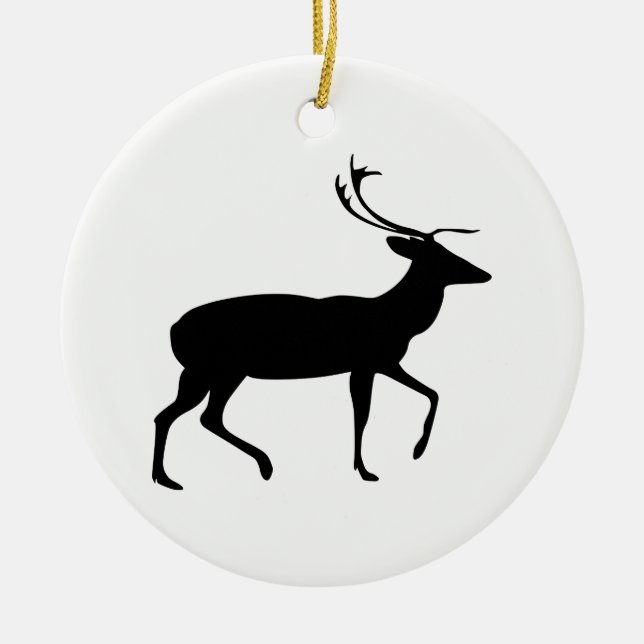 Stag Silhouette Ceramic Tree Decoration (Front)