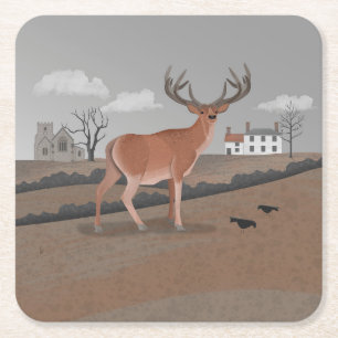 Stag Square Paper Coaster