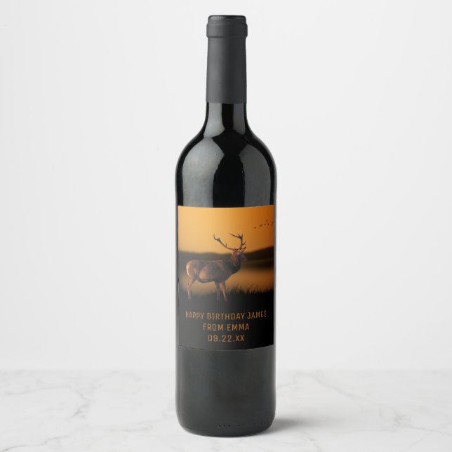 Stag Sunrise Misty Morning Deer Wine Label (Front)
