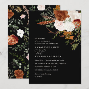 Stag terracotta floral rustic elegant modern invit invitation