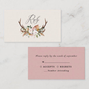 Stag terracotta pink floral elegant wedding budget enclosure card