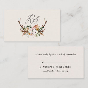 Stag terracotta pink floral elegant wedding budget enclosure card