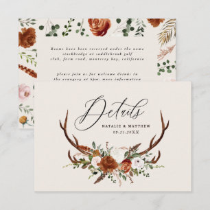 Stag terracotta rust floral elegant wedding budget save the date