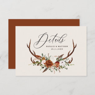 Stag terracotta rust floral elegant wedding budget save the date