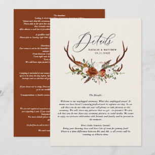 Stag terracotta rust floral elegant wedding budget save the date