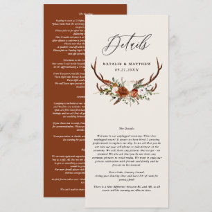 Stag terracotta rust floral elegant wedding detail save the date