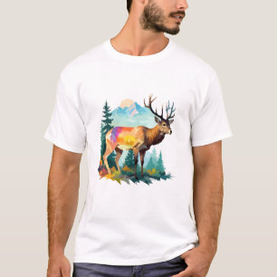 Stag Vector Art Animal In The Majestic Nature Wild T-Shirt