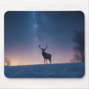 Stag Wild Majestic Animal On A Starry Galaxy Night Mouse Mat