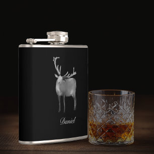  Stag With Antlers Personalised Hip Flask