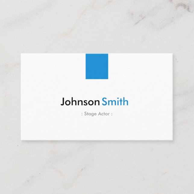 Stage Actor - Simple Aqua Blue Business Card (Front)