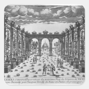 Stage by Giacomo Torelli  for 'Venere Gelosa' Square Sticker