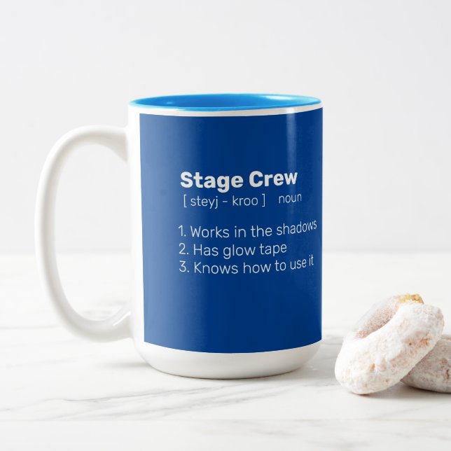 Stage Crew definition Two-Tone Coffee Mug (With Donut)