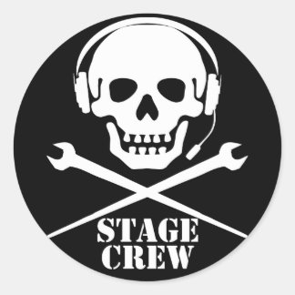 Stage Crew (Skull and Crosspodgers Sticker) Classic Round Sticker