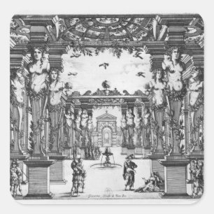 Stage design by Giacomo Torelli  for 'Mirame' Square Sticker