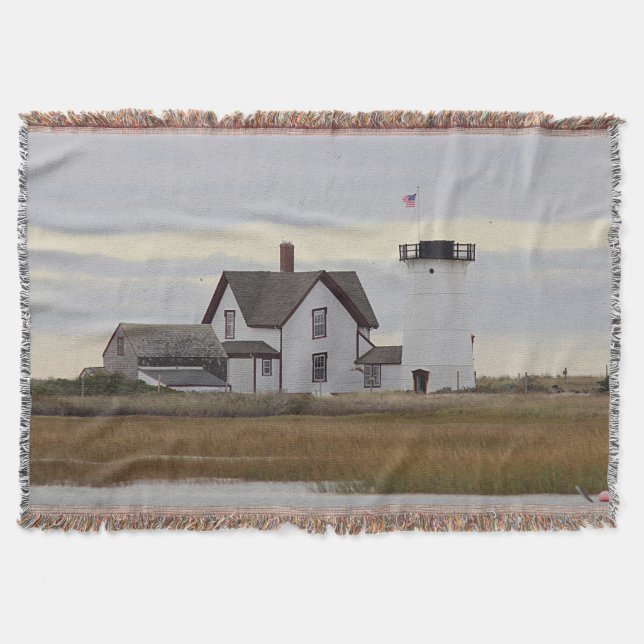 Stage Harbour Lighthouse Throw Blanket (Front)