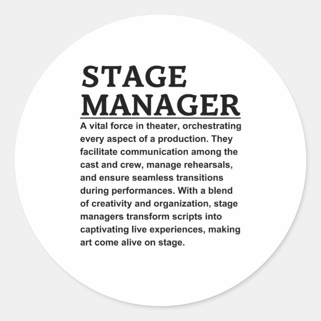 Stage Manager Classic Round Sticker (Front)