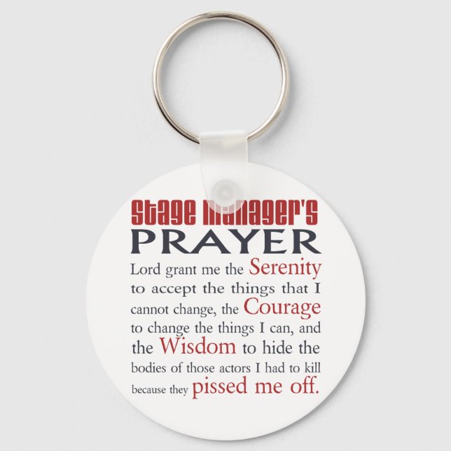 Stage Manager's Prayer Key Ring (Front)