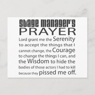Stage Manager's Prayer Postcard