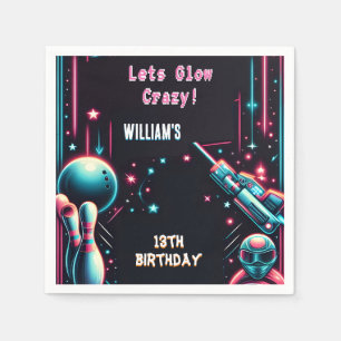 stage neon Glow arcade gun Laser Tag 13th Birthday Napkin