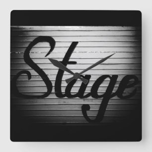 "Stage" Vintage Sign Square Wall Clock