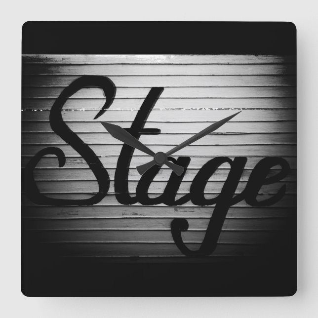 "Stage" Vintage Sign Square Wall Clock (Front)