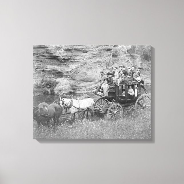 Stagecoach Carrying Men, Women & Children Canvas Print (Front)