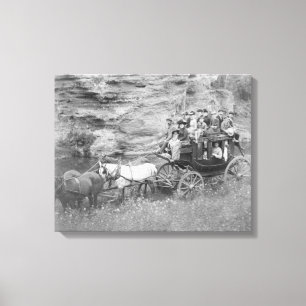 Stagecoach Carrying Men, Women & Children Canvas Print