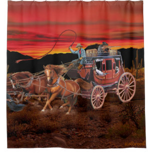 STAGECOACH COWBOYS SHOWER CURTAIN