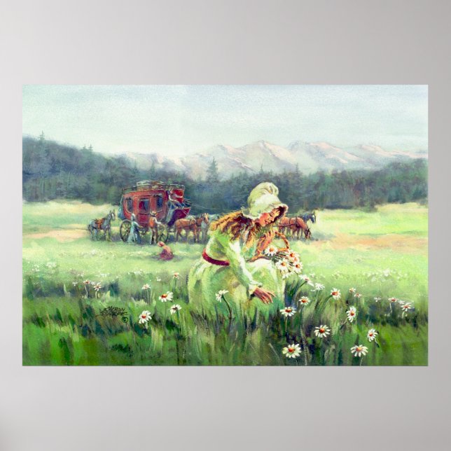 STAGECOACH & FLOWERS by SHARON SHARPE Poster (Front)