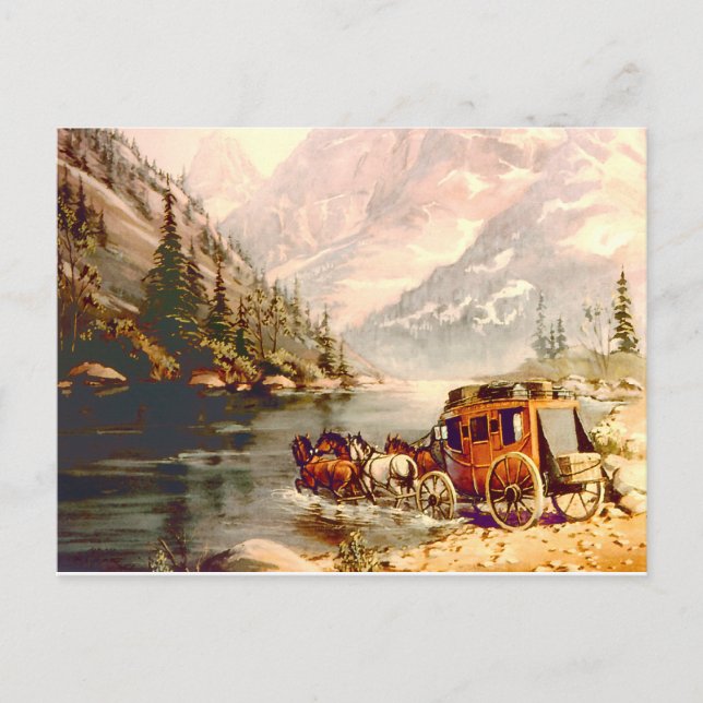 STAGECOACH RIVER CROSSING by SHARON SHARPE Postcard (Front)