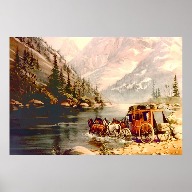 STAGECOACH RIVER CROSSING by SHARON SHARPE Poster (Front)