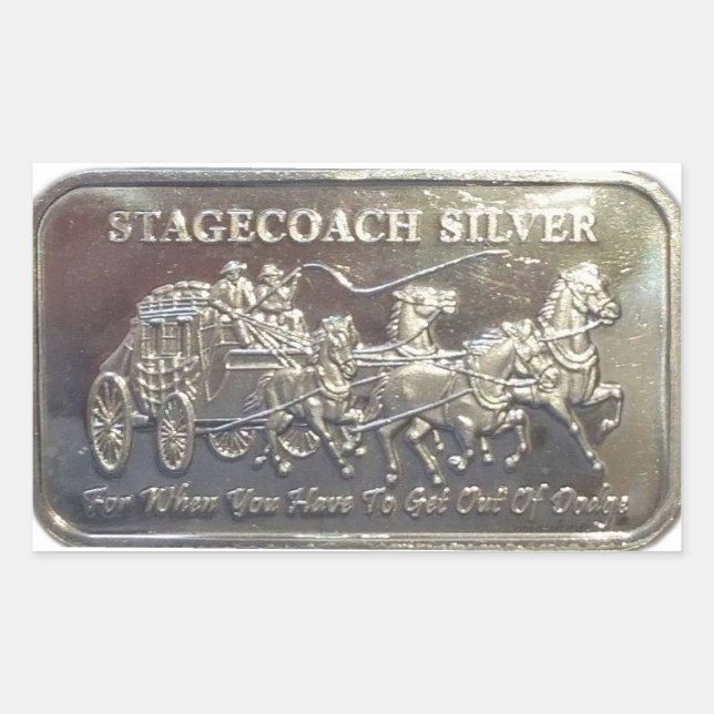 Stagecoach Silver Rectangular Sticker (Front)