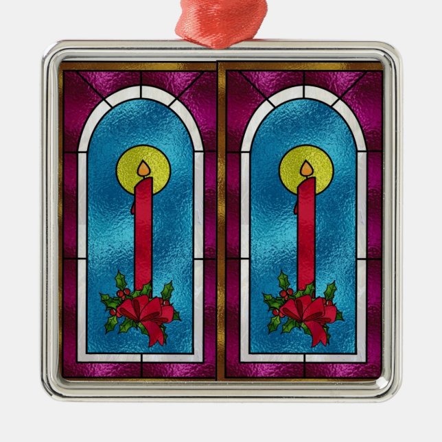 Stain Glass Candle design Christmas Tree Ornament (Front)