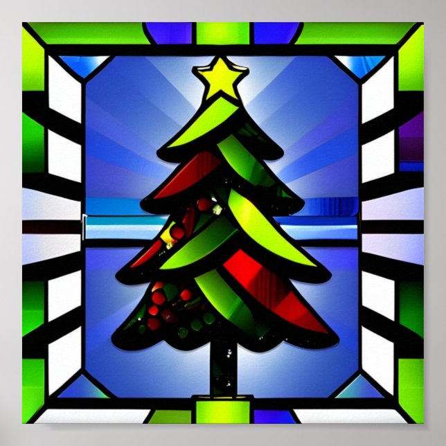 Stain glass Christmas tree poster (Front)