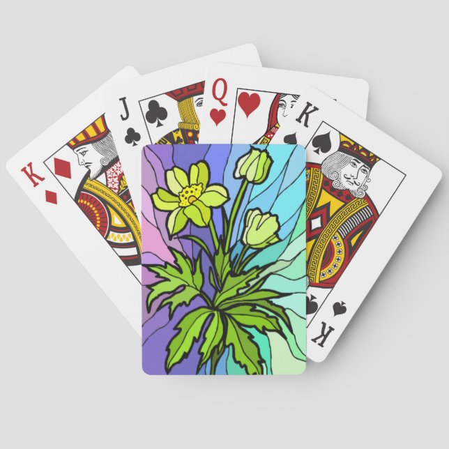Stain Glass Daisy Playing Cards (Back)
