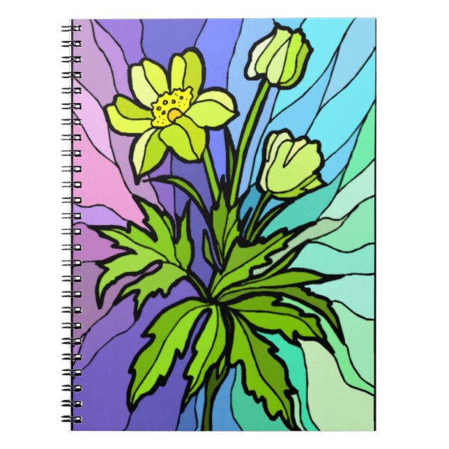 Stain Glass Daisy Spiral Notebook (Front)
