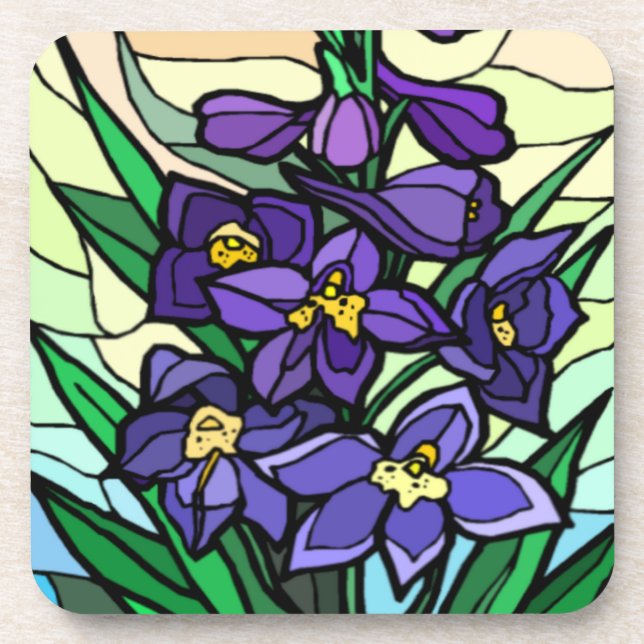 Stain Glass Dendrobium Coasters (Front)