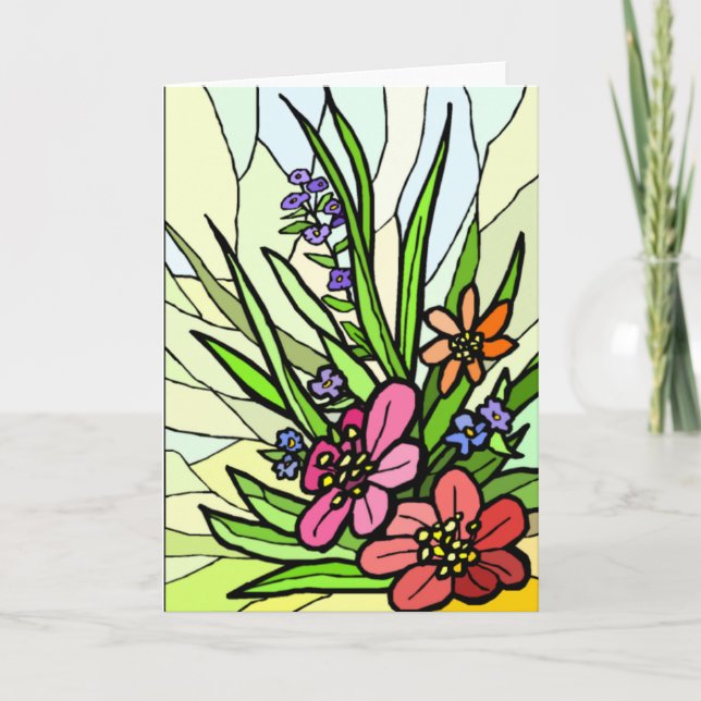 Stain Glass Flower Garden Card (Front)