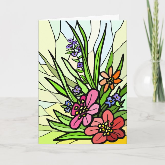Stain Glass Flower Garden Card (Front)