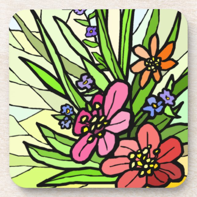 Stain Glass Flower Garden Coasters (Front)