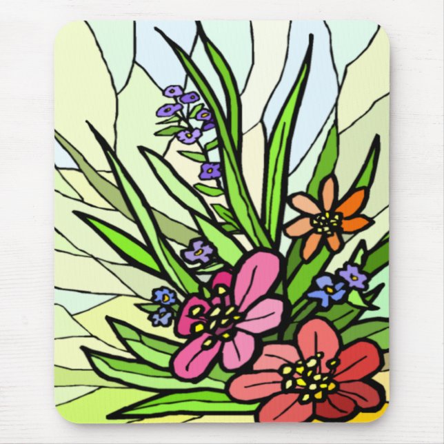 Stain Glass Flower Garden Mousepad (Front)