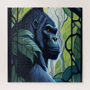 Stain Glass Gorilla Jigsaw Puzzle