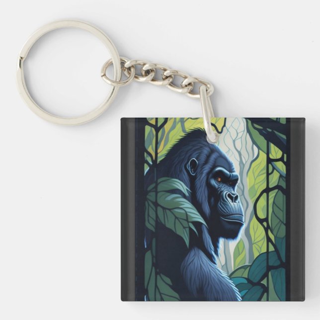 Stain Glass Gorilla Key Ring (Front)