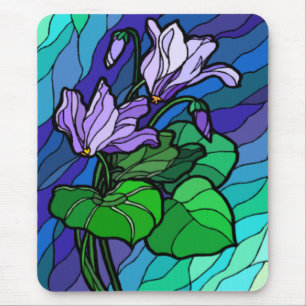 Stain Glass Purple Flower Mousepad
