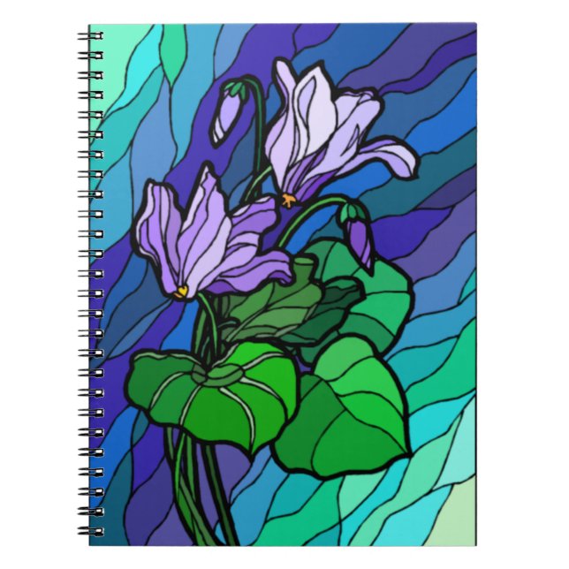 Stain Glass Purple Flower Spiral Notebook (Front)